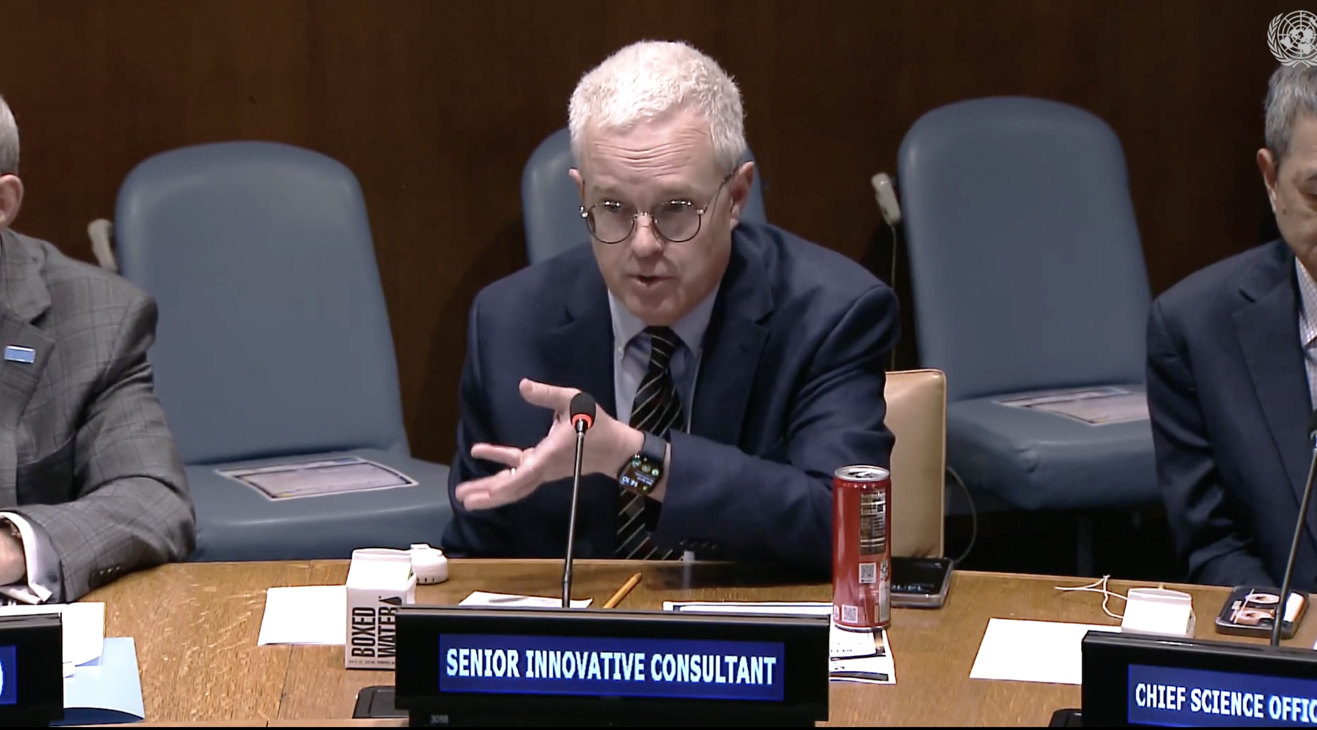 Russell Shilling speaking about autism technology at the United Nations in 2025.